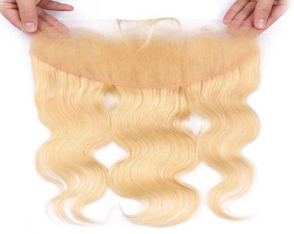 

13x4 ear to ear lace frontal body wave 613 blonde color human hair closure with baby hair9853604, Black;brown