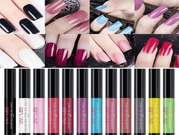 

uv nail polish pen 12 colors gel nail glitter gel polish hybrid dawdler uv art lacquer paint2487932
