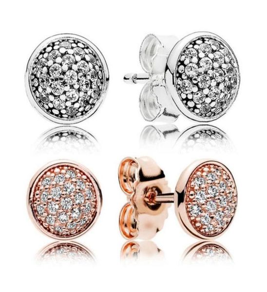

luxury designer jewelry stud earrings 925 sterling silver for round cz diamond fashion temperament female earrings earrings with box7901415, Golden;silver