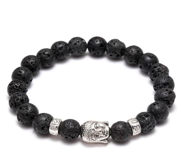 

men039s women039s diffuser jewelry antifatigue silver buddha lava natural stone charms bracelets volcanic rock prayer beads4772165, Golden;silver