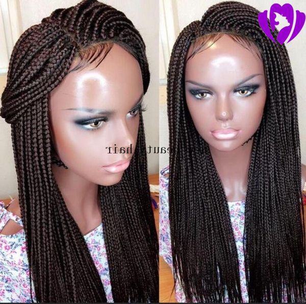 

stock fast ship box braid brazilian hair wig synthetic braided front lace women hair wig long blackbrownblonde burgundy cosplay4264795, Black
