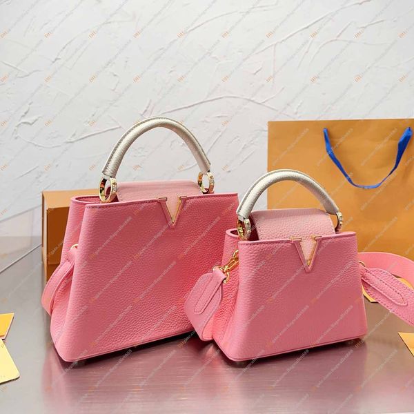 

cowhide genuine leather capucines handbag designer women bag temperament tote shoulder bag flap cross body handle removable strap clutch lad