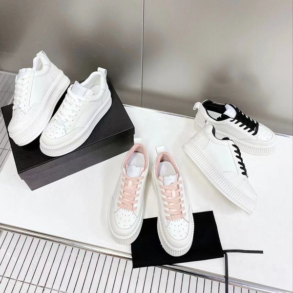 

full leather spring and autumn 2023 new thick sole fashion sports casual shoes muffin increase small white shoes, Black