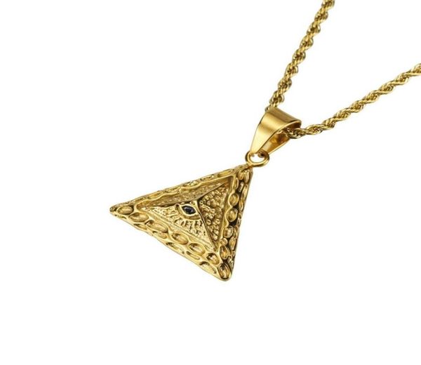

hip hop men jewelry 18k gold plated chains pyramid pendant necklace fashion stainless steel chain punk designer necklaces for mens9911922, Silver