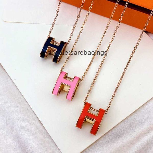 

aher max designer luxury cnc process h letter necklace ornaments women's enamel fashion versatile pendant, Silver
