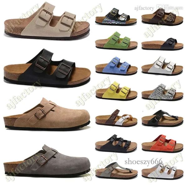 

2023 birks arizonas gizehs sandals slippers caliente verano hombres flipflops mujeres planas zapatillas de corcho zapatos casuales, Black