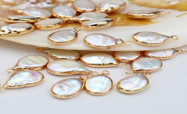 

oval baroque pearl connector 18k gold plated bezel jewelry earrings pendant accessories4986325
