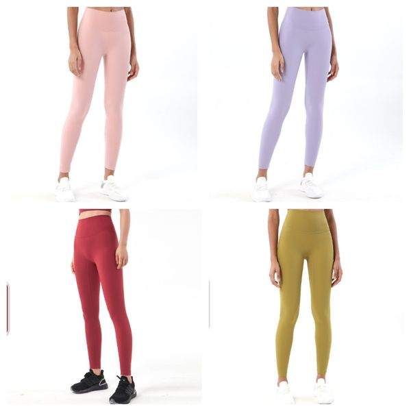 

new type of awkwardly double faced brushed nude yoga pants for women in europe and america high waist hip lifting honey peach hip sports fit, White;red