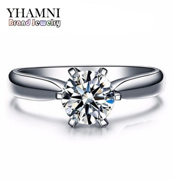 

big 95 off yhamni new fashion white gold filled wedding rings for women brand luxury 1 carat cz diamond gold rings jewelry 18k5011491, Slivery;golden