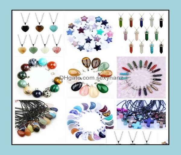 

pendant jewelry natural stone pendants necklaces star moon six prism cross water crystals amethyst quartz bead chakra healing po6092885, Silver