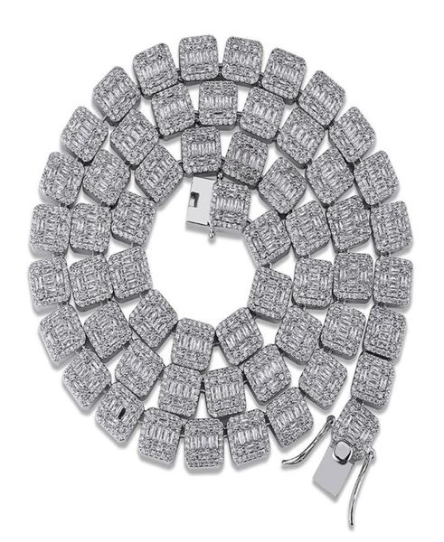 

10mm necklaces prong set big size solitaire tennis chain necklace mens iced out bling cz charm hip hop fashion jewelry 18quot 227176168, Black