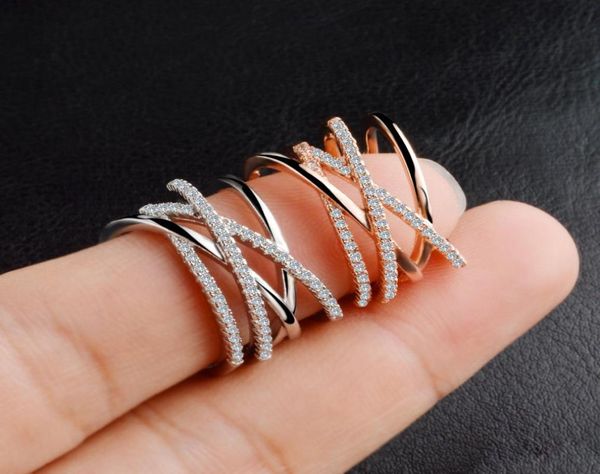

ring doublelayer zircon simple 925 sterling silver gold color ring rings for women anel jewelry jewellery aneis love gift5972058