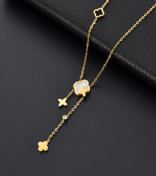 

classic design gold clover lock pendant necklace jewelry for women gift8152485, Silver