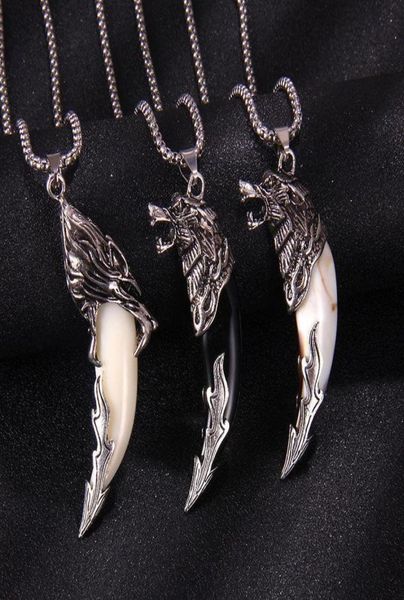

fashion wolf tooth necklace for men long chain vintage jewelry gift c32805601, Silver