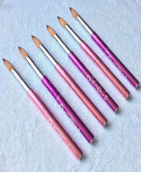 

acrylic nail art brush supernova grade kolinsky round pink color metal handle 1214161820 set painting design pen nail9016698, Yellow