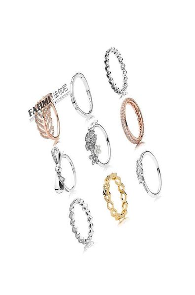 

fahmi 100 silver bow ring daisy charm heartshaped ring 18k gold bee original hive hollow geometric zircon rose gold ring1759021, Slivery;golden
