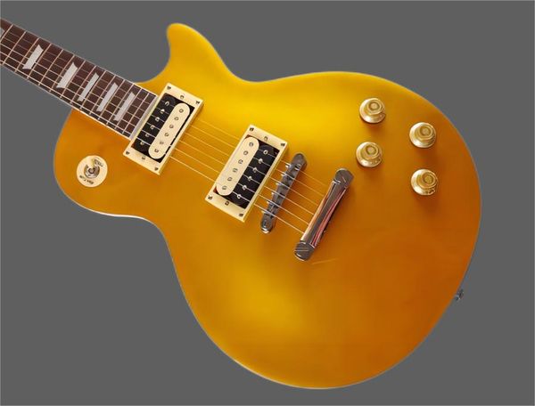 

electric mahogany body lp guitar, gold original wood back, stock, fast delivery