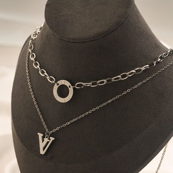 

luxury love pendant necklaces cuban chain men jewelry gold plated rope chain stainless steel necklace for women men golden fashion twisted r, Silver