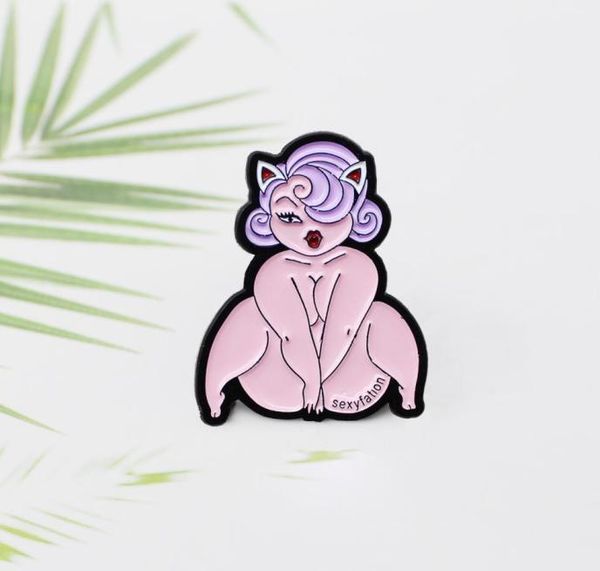 

fashion lady enamel pin brooch exposed women badges clothes lapel pin cap bag creative fun jewelry3745029, Blue