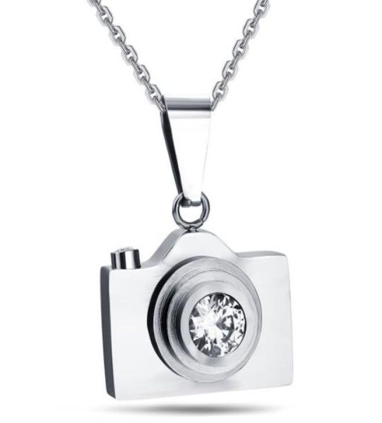 

titanium steel camera necklace retro black blue silver stainless steel camera pendant men039s women039s student jewelry8762921
