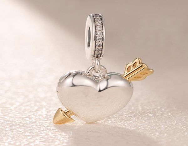 

2019 valentine release shine two tone arrow of love 18k gold overlay silver charms beads fits pandora jewelry diy bracelets neckla1498905