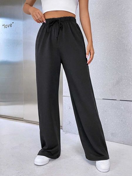 

women's essnce tie waist wide leg pants, White