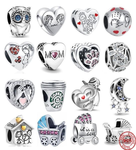 

woman logo 925 sterling silver beads fit bracelets family mom heart crown design charms luxury jewelry with box ladies gift5543639, Black