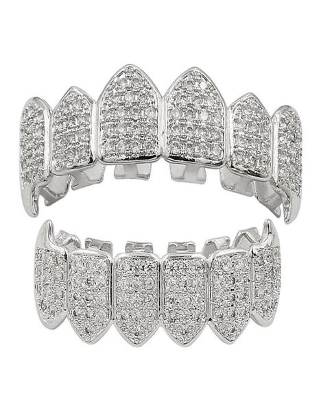 

hip hop teeth grillz set auniquestyle gold silver color micro pave cubic zircon bottom teethgrillz mouth teeth grills sets6016475, Black