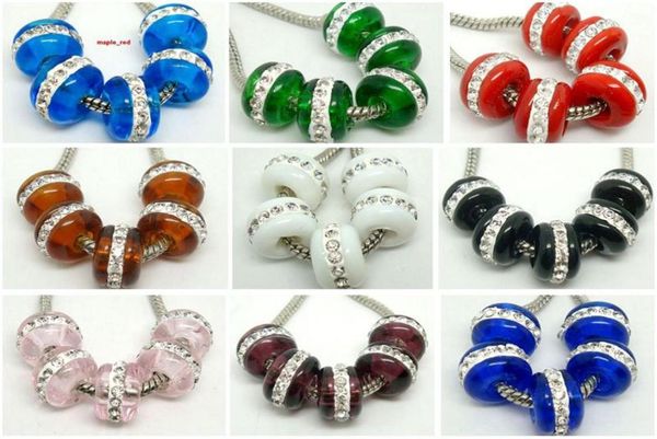 

50pcslot mixed inlay rhinestone glass beads for jewelry lampwork charms diy beads for bracelet whole in bulk low 2215449, Black