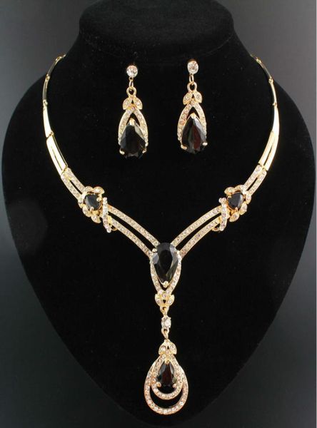 

necklace women colour wedding crystal jewelry gift bridal exquisite sets prom zircon earring for multiple party orgcq5610537, Golden