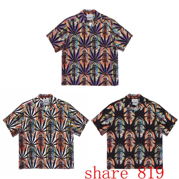 

men's tshirts wacko maria short shirt 2023 summer sleeve men women hawaii beach label 230715, White;black