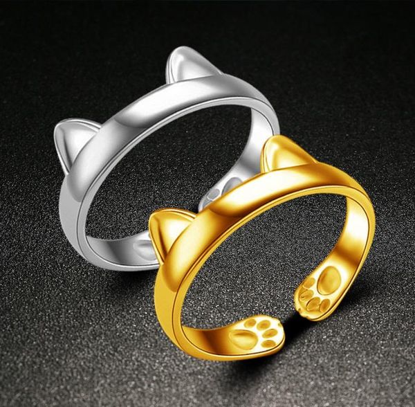 

platinum rings cute totoro open code imitation 925 sterling silver rings color silver jewelry whole cat ear ring7081343