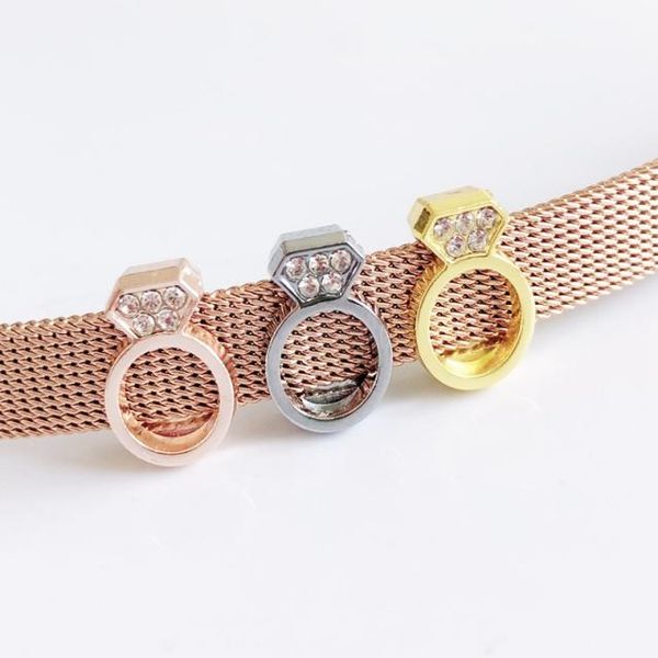 

10pcs mixed color rings slider charms beads fit 8mm pet collar name belts tags wristband bracelets3560410, Bronze;silver