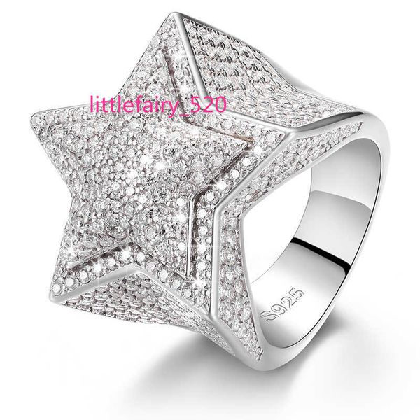 

band rings dropshipping fine hip hop jewelry iced out 925 sterling silver vvs moissanite diamond star ring for men women