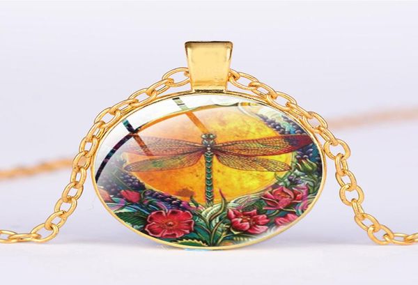 

dragonfly glass cabochon necklace alloy vintage necklaces silver bronze chain pendant necklace jewelry accessary5353308