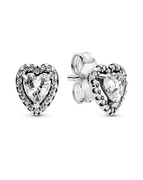 

authentic ale 925 sterling silver elevated heart stud earrings women039s luxury fashion designer cz diamond earrings with charm7150959, Golden;silver