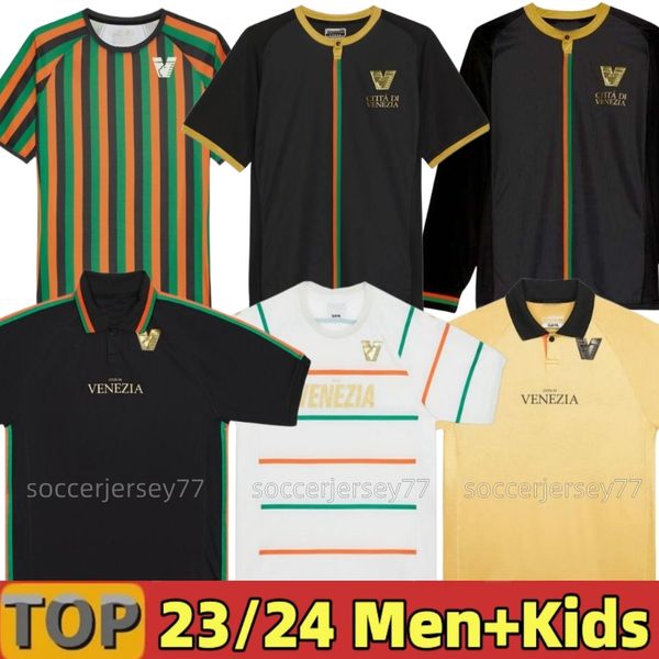 

23 24 venezia fc soccer jerseys home black away white third blue 4th red 10# aramu 11# forte venice 21 22 2023 2024 busio 27# football shirt, Black;yellow