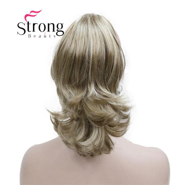 

12quot dual use wavy styled clip in claw ponytail hair extension blonde synthetic hairpiece with a jawclaw clip7051220, Black