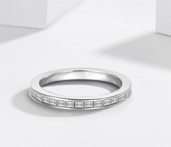 

2021 new arrival simple fashion jewelry real 100 925 sterling siver full princess cut white z cz diamond women wedding band r3442035, Slivery;golden