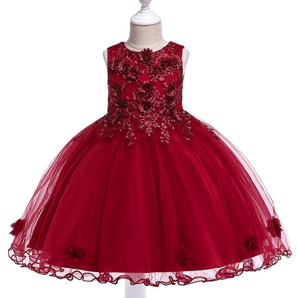 

girl's dresses summer costumes kids dresses for girls tutu floral princess dress girl clothing party and wedding dress 4 6 9 10 year l5, Red;yellow