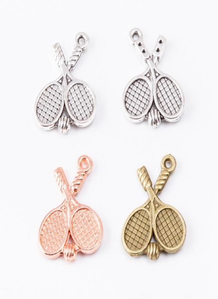 

100pcs 1914mm tibet silver color gold tennis racket ball charm vintage pendant for bracelet earring necklace diy jewelry making3307651, Bronze;silver