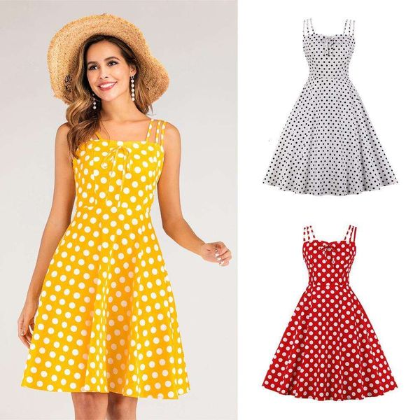 

spring clothing polka dot brace slimming dress summer womens, Black;gray