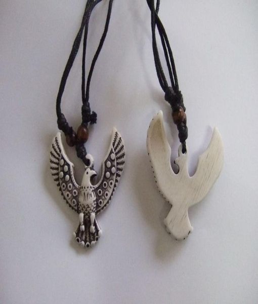 

12 pcs yak bone resin carving eagle pendant necklace whole02689477, Silver