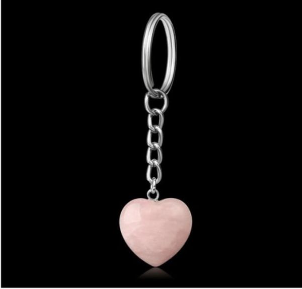 

natural stone love heart keychains key rings silver color healing crystal car decor keyrings keyholder for women men7179177, Slivery;golden