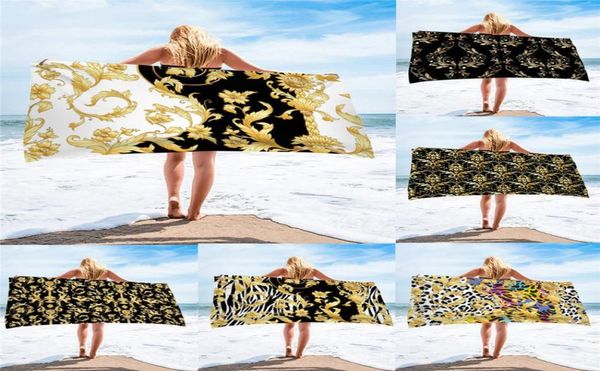 

quick dry beach towels european baroque golden pattern microfiber bath towels swim towels sand travel poncho toallas playa 221806377