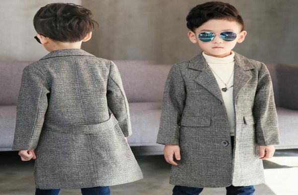 

children039s long suit plaid coat spring fall boys british lattice overcoat teenage kids handsome windbreaker children outerwea7263314, Blue;gray