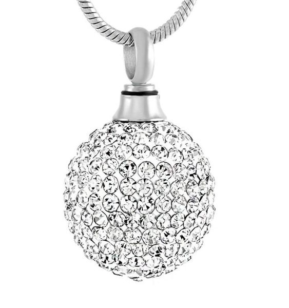 

clear crystal ball stainless steel cremation pendant necklace memory funeral ashes keepsake urn necklace jewelry1070349, Silver