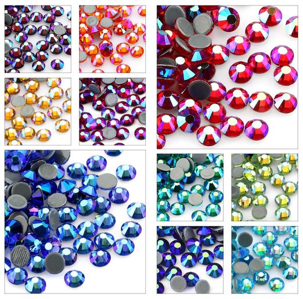 

multicolor crystal loose beads ab fix rhinestone crystal super glitter strass iron on rhinestones for nail art fabric garment9611754, Black