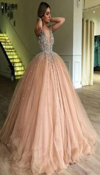 

2019 east arabic dusty pink ball gown prom dresses cheer plunging crystal party evening dresses appliques modest formal party2627890, Black