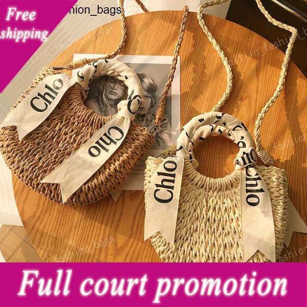 

luxury digner bag women's fashion straw handbag crossbody new summer beach scarf alphabet coffee color woven caitlin_fashion_bags purse